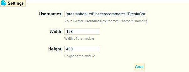 Módulo Prestashop Twitter