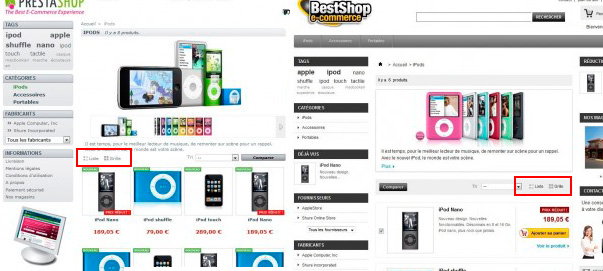 Módulo Prestashop lista o cajas de productos