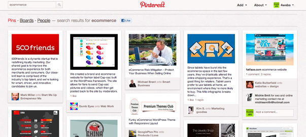 Pinterest enfocada a comercio electrónico