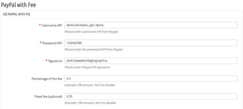 Módulo Paypal con comisión para Prestashop 1.6