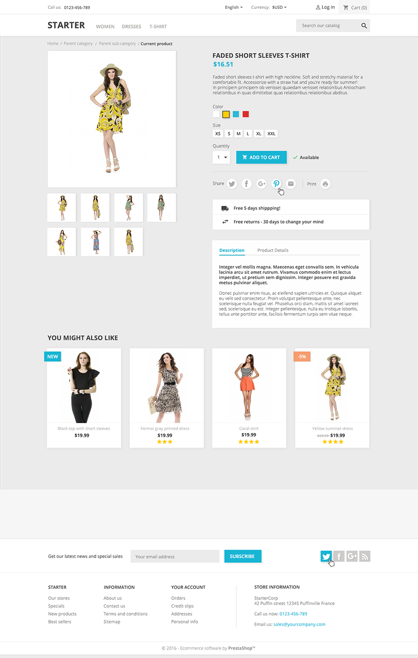 Pagina de producto en Prestashop 1.7