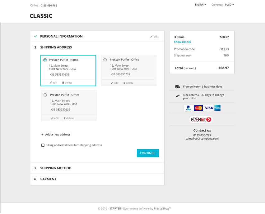 Proceso de compra en Prestashop 1.7