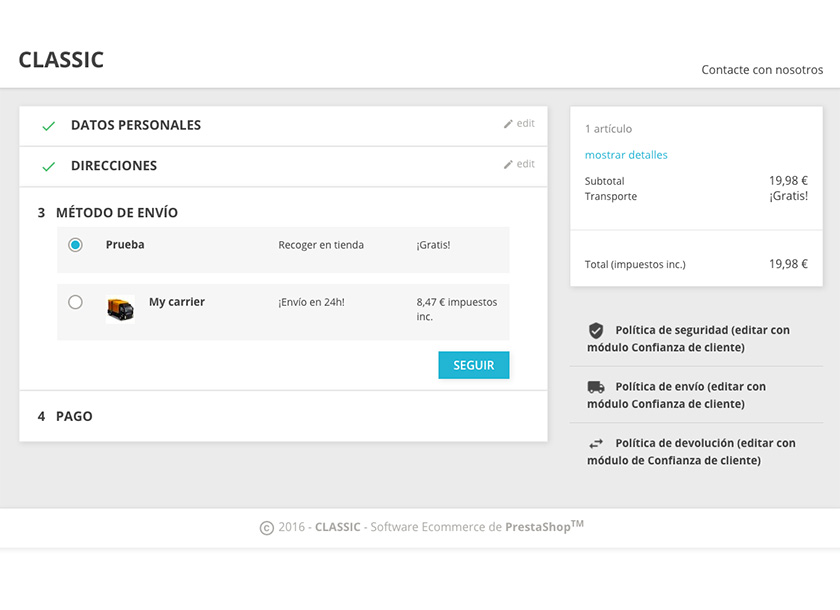 Proceso pago Prestashop 1.7