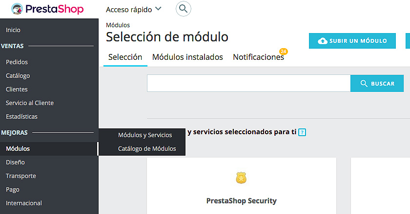 Cómo eliminar del listado módulos 1.7 todos los que son de la Addons