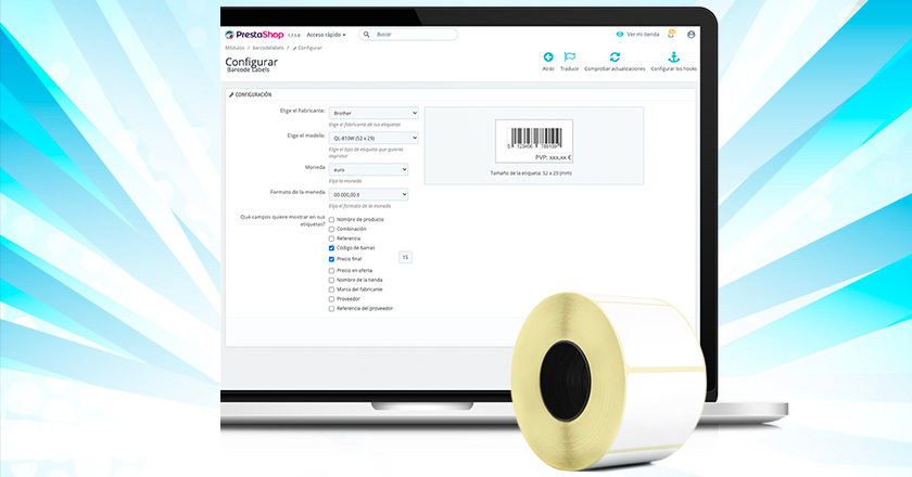 Etiquetas códigos de barras en prestashop